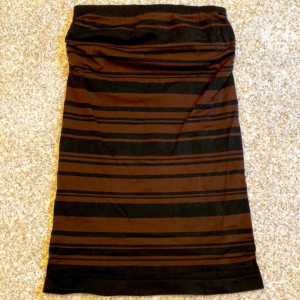 Vintage Y2K 90s Bebe brown and black striped strapless top w/ built in bra